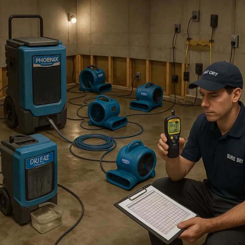 Structural Drying and Dehumidification process in Malmstrom Air Force Base, MT